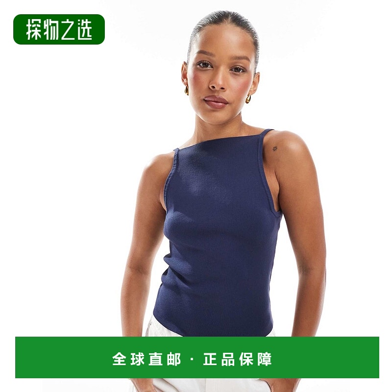 香港直邮ASOS 女士 设计针织紧身背心上衣(海军蓝)