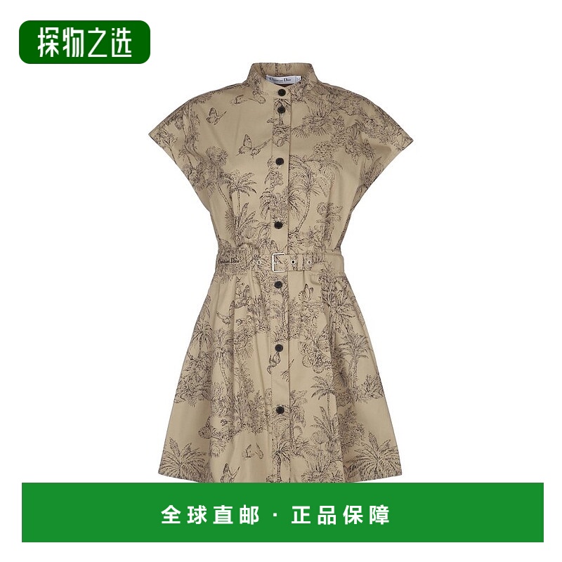 香港直邮DIOR 迪奥 女士 Christian 印花繫帶襯衫裙 547D42A3A93