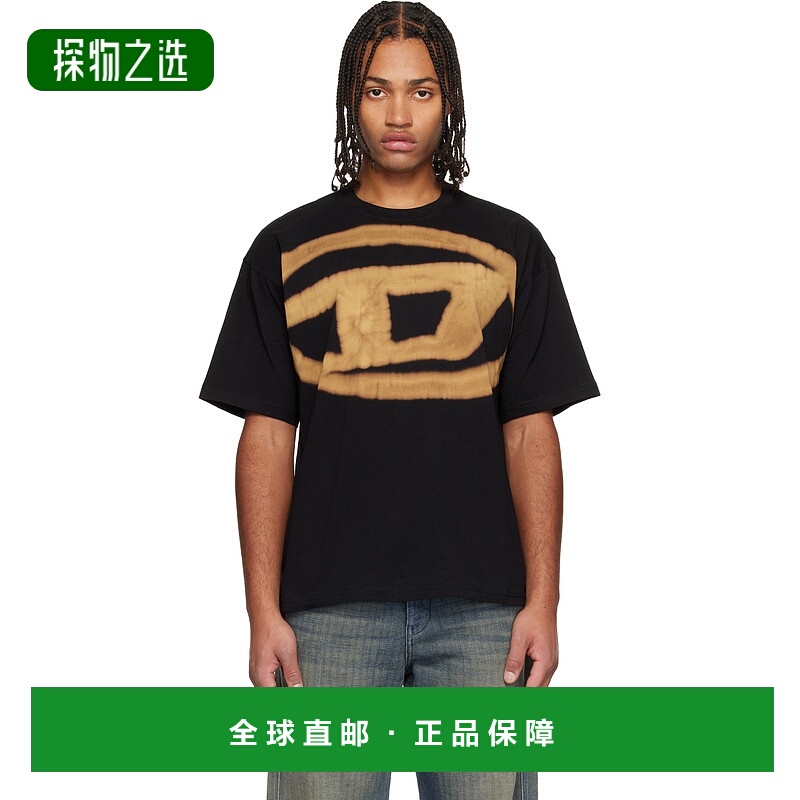 香港直邮Diesel 迪赛 男士 黑色 T-Boxt-Bleach T 恤 A148720QKAS