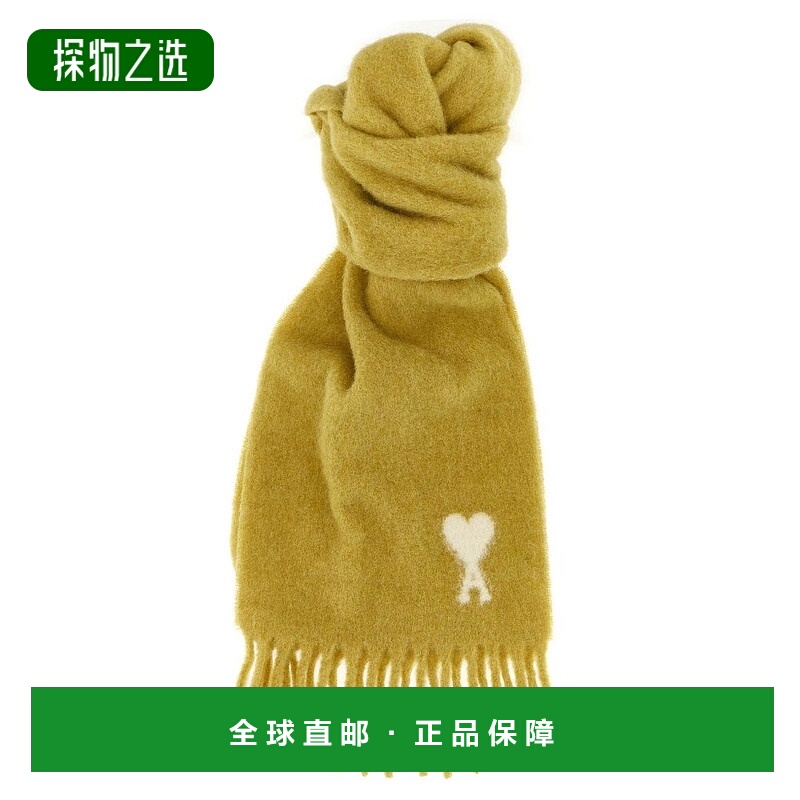 香港直邮Ami Paris 男士 AMI Paris 標誌細節流蘇下擺圍巾 USF673