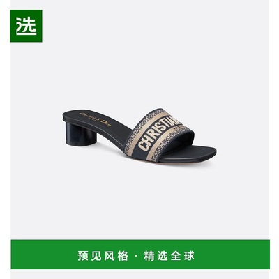 欧洲直邮CHRISTIANDIOR迪奥女士Dway棉质带跟高跟鞋凉拖单鞋凉鞋