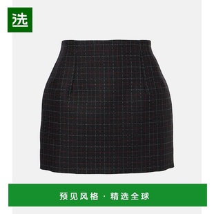 1h可退 香港直邮wardrobenyc 女士 格纹羊毛迷你半身裙 black黑色