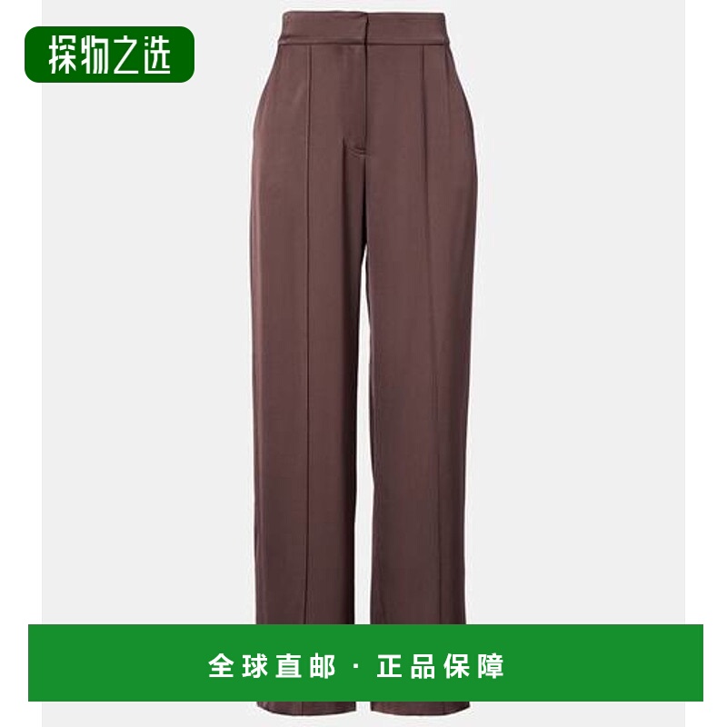 香港直邮Simkhai 女士 Kyra 高腰缎面阔腿裤 brown棕色 舒适时尚
