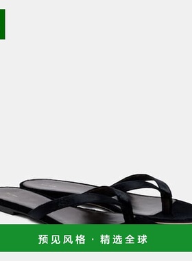 1h可退 香港直邮The Row 女士 Sacha 天鹅绒人字拖 black黑色 舒