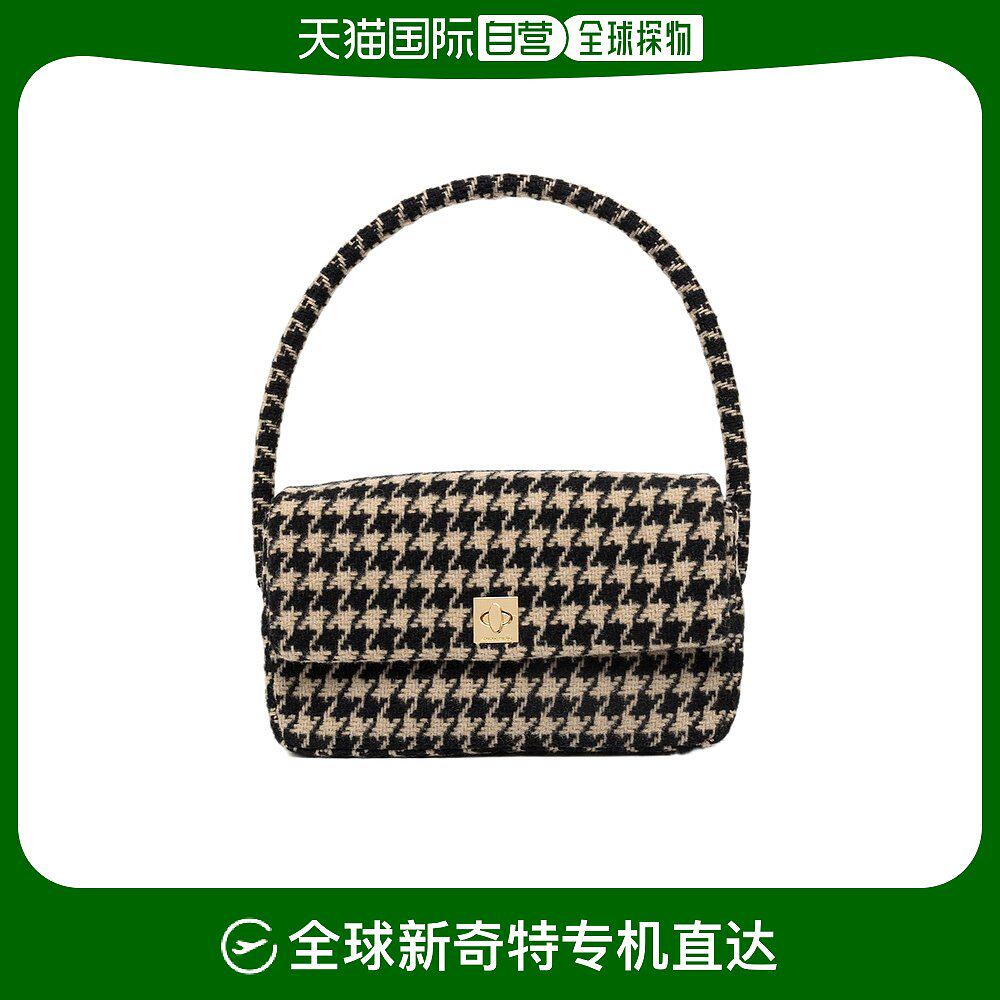 香港直邮anine bing 千鸟格徽标搭扣单肩包 a130112131