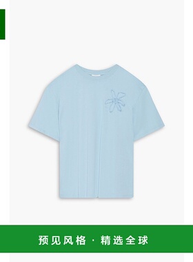 香港直邮Sandro 男士 花朵装饰棉针织T恤 SHPTS01551BABYBLUE