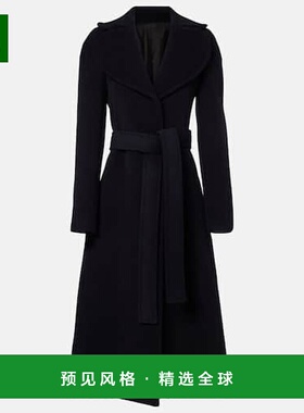 香港直邮AlaÏa 女士 精细剪裁羊毛大衣 blue蓝色 舒适时尚西装
