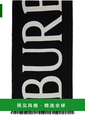1h可退 香港直邮Burberry 巴宝莉 男士 黑色 & 灰色 Text Wool 围