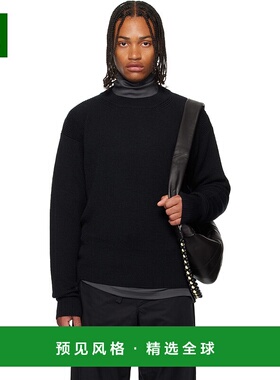 1h可退 香港直邮Lemaire 男士 黑色 Boxy Round Neck 毛衣 TO1419