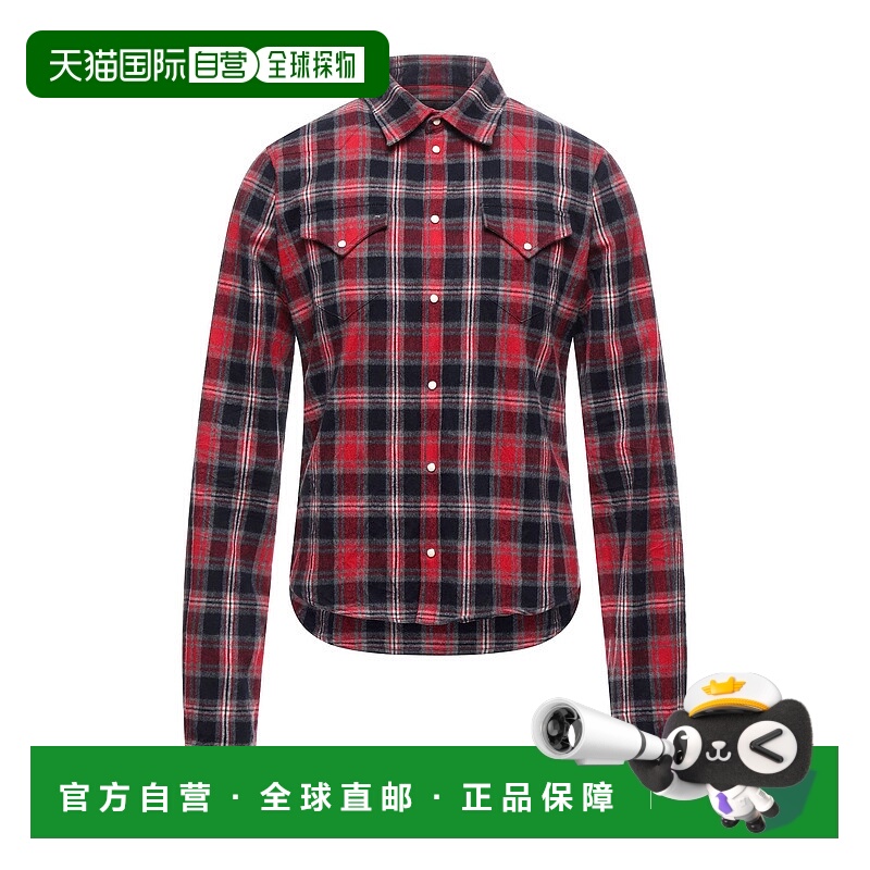 1h可退 香港直邮Dsquared2 二次方 男士 格纹衬衫 red红色 舒适时