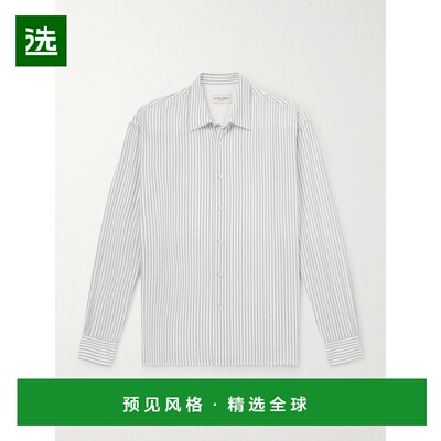 1h可退 香港直邮officine generale 男士 Gad 条纹莱赛尔纤维混纺