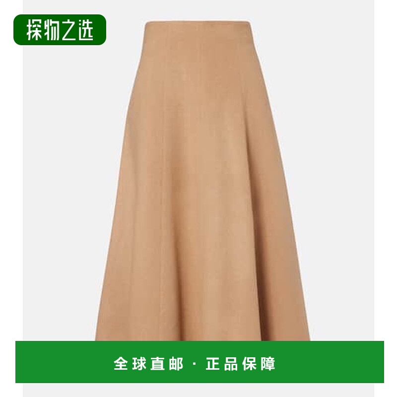 1h可退 香港直邮MaxMara 麦斯玛拉 女士 Geneve 驼绒中长半身裙