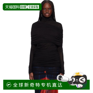 黑色抽褶上装 1小时内可退 女士 香港直邮Mugler 25P3TO0736 穆勒