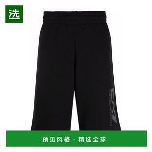 黑色logo印花平纹针织短裤 Armani 6KPS73PJ Emporio 香港直邮EA7