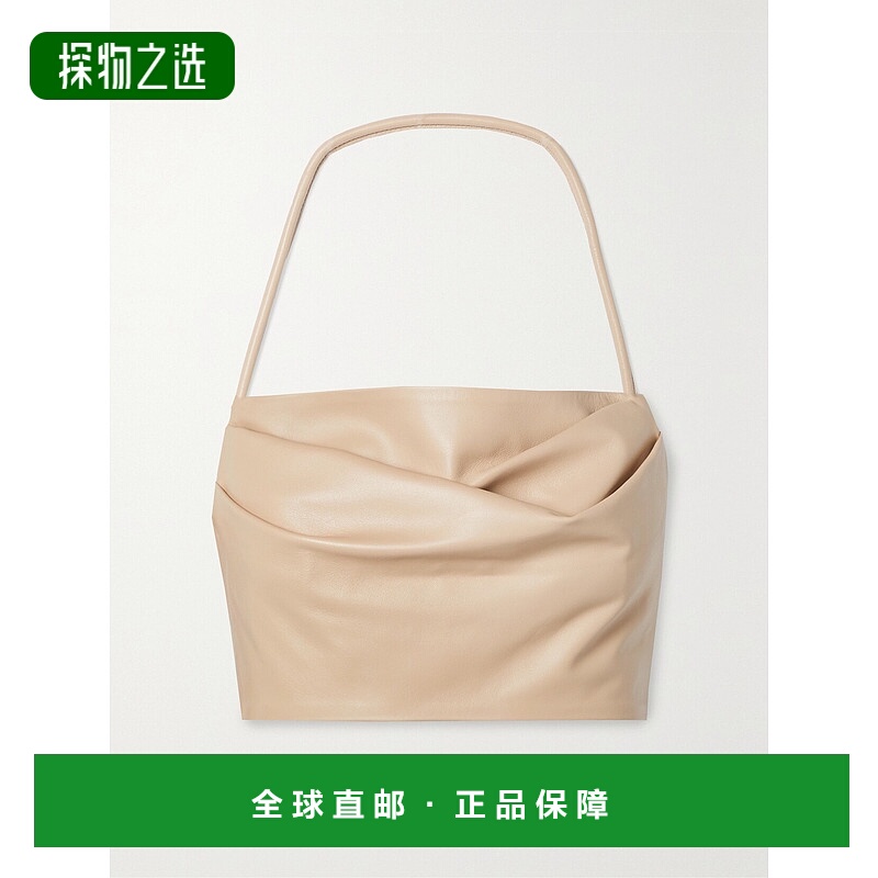 香港直邮Balmain 巴尔曼 女士 短款褶皱皮革挂脖上衣 XF0AA160LB2