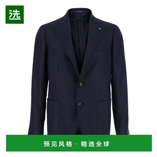 1h可退 香港直邮Tagliatore 男士 Revers 蓝色单排扣凹口羊毛夹克