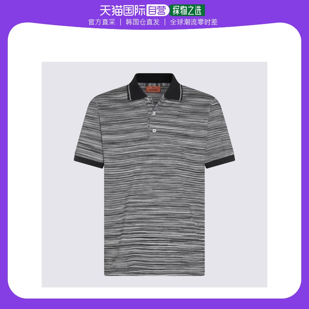 韩国直邮MISSONI24SSPOLOT恤男UC22W201SPAC E DYED BLACK WHTE