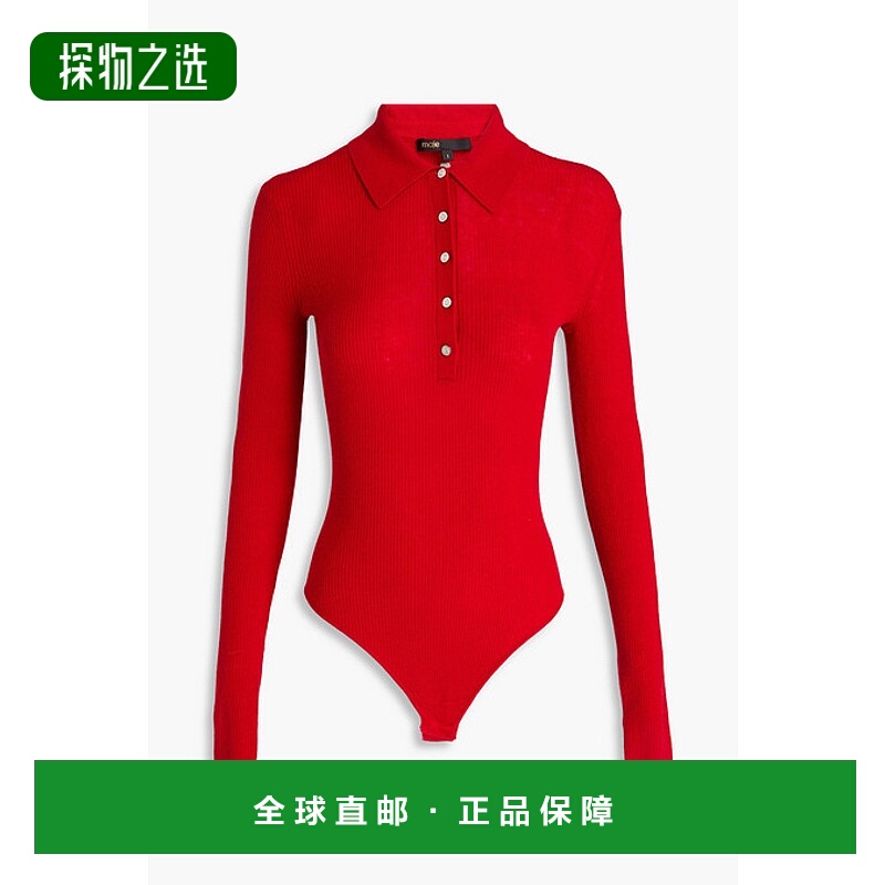 香港直邮Maje 女士 罗纹羊毛真丝混纺连体衣 MFPBD00020RED