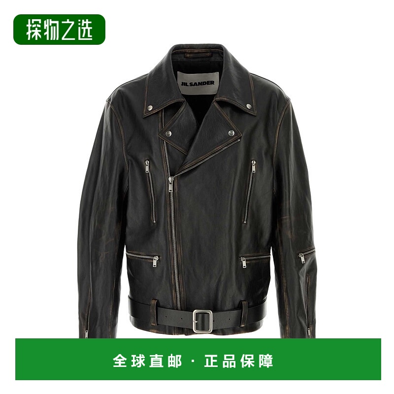 香港直邮Jil Sander 吉尔·桑达 男士 繫帶皮質飛行員夾克 J21SW0