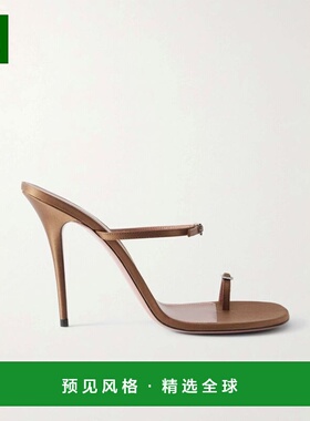 1h可退 香港直邮Amina Muaddi 女士 鞋跟棕色高跟鞋 14S364296ADU