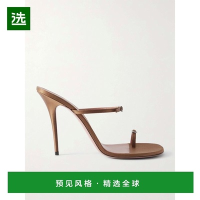 1h可退 香港直邮Amina Muaddi 女士 鞋跟棕色高跟鞋 14S364296ADU