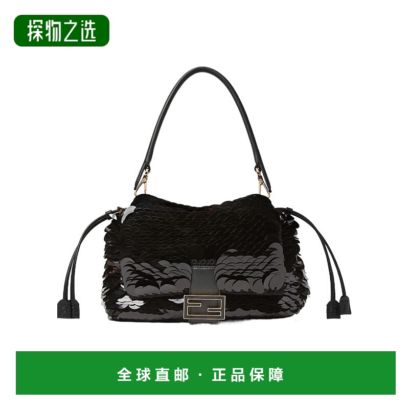 香港直邮Fendi Mamma Baguette 中号大亮片钩针手提包 8BR833AYCN