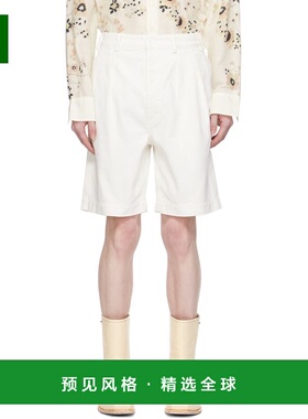 1h可退 香港直邮Sunflower 男士 白色褶裥牛仔短裤 4134 white白