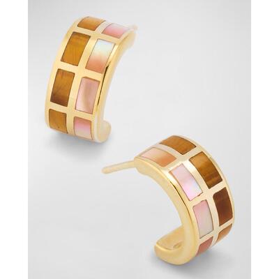 【美国直邮】Jan Leslie 18克拉镀金925纯银耳环 珍珠母绿松石青