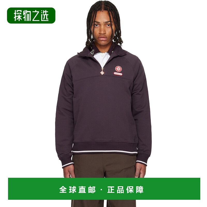 香港直邮Casablanca 男士 酒红色 Quarter Zip Laurel 套头衫 MAW