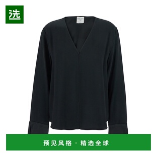 1h可退 香港直邮forte forte 女士 黑色V领醋纤混纺毛衣 12871800