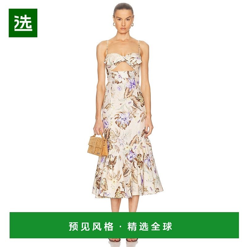 香港直邮ZIMMERMANN 女士 Coco 前襟绑带中长连衣裙 3484DSS254,女装/女士精品,连衣裙,淘宝优惠券,粉丝福利购,淘宝优惠卷
