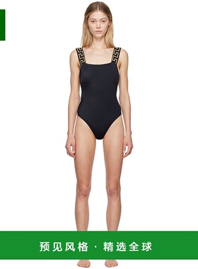 香港直邮versace 范思哲 女士 黑色 Greca Border 连衣泳衣 ABD01