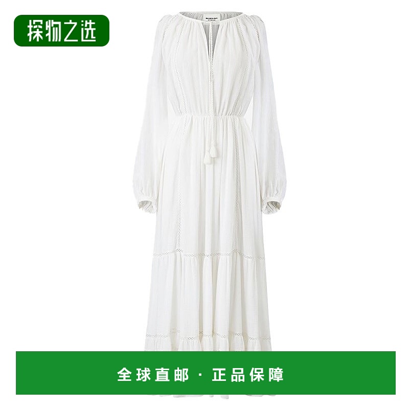 欧洲直邮ISABEL MARANT 女士白色亚麻/棉质巴里纱长袖长裙