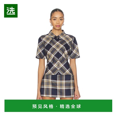 1h可退 香港直邮Frame Denim 女士 X Amelia Checkmate 灰色上衣