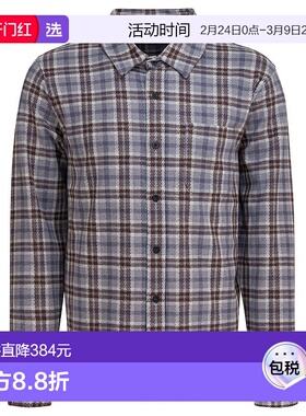 1h可退 香港直邮VINCE 男士 格紋紐扣襯衫 M06629851A grey灰色