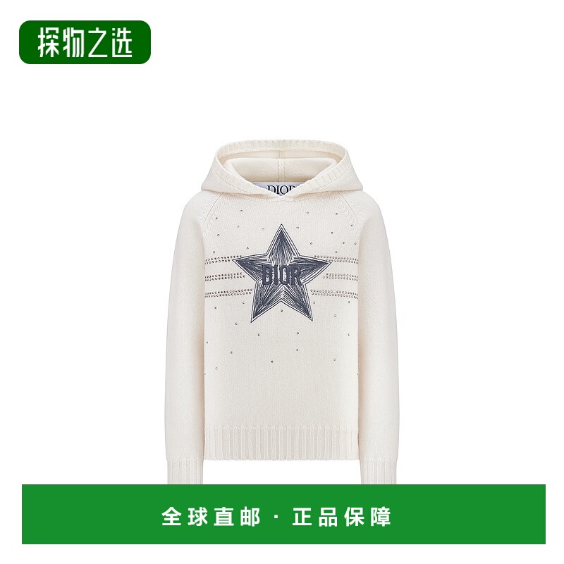 欧洲直邮DIOR(迪奥)24新品儿童连帽毛衣-象牙色羊毛针织