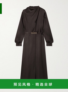 1h可退 香港直邮Gabriela Hearst 女士 Josef 束带垂褶真丝缎面绉