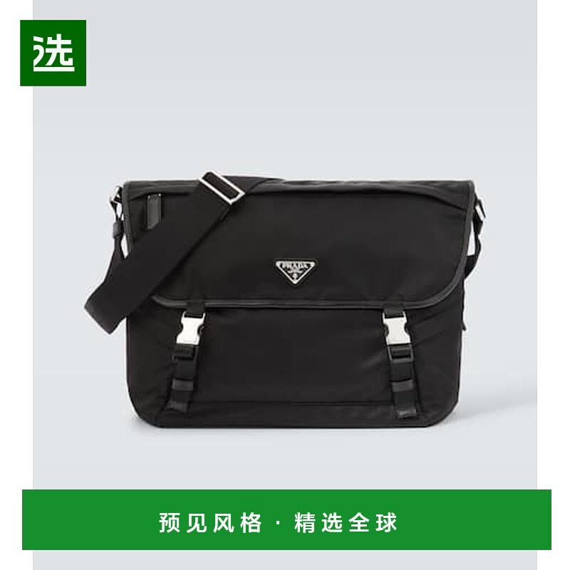 1h可退 香港直邮Prada 普拉达 男士 Re-Nylon 皮革饰边邮差包