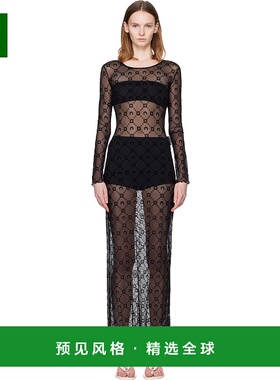 1h可退 香港直邮Marine Serre 女士 黑色 Moonogram Mesh Flock L