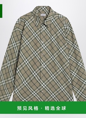 1h可退 香港直邮潮奢 Burberry 巴宝莉 男士 SAXON 绿色格纹衬衫