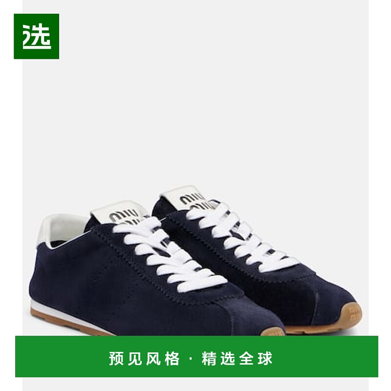 香港直邮Miu Miu 缪缪 女士 Plume 绒面革运动鞋