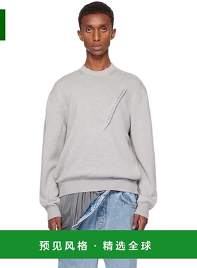 1h可退 香港直邮Y PROJECT 男士 灰色 Pinched Logo 毛衣 206SW01