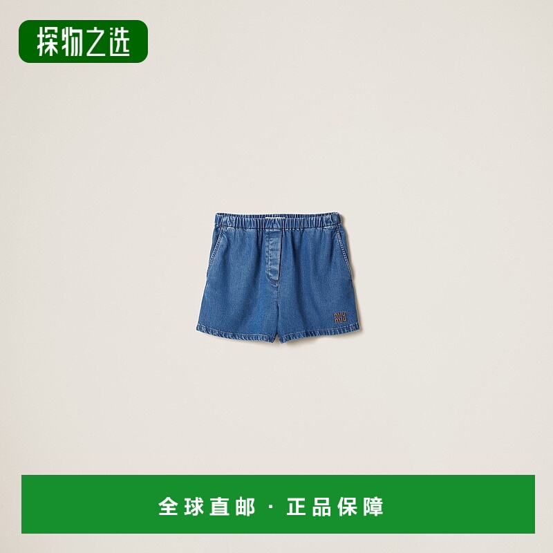 欧洲直邮MIU MIU(缪缪)24年上新牛仔百慕大短裤百搭潮牌显瘦外穿