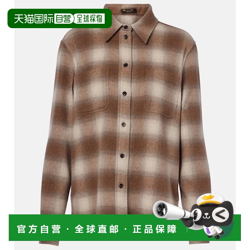 1h可退 香港直邮Loro Piana 诺悠翩雅 女士 格纹羊毛羊绒衬衫