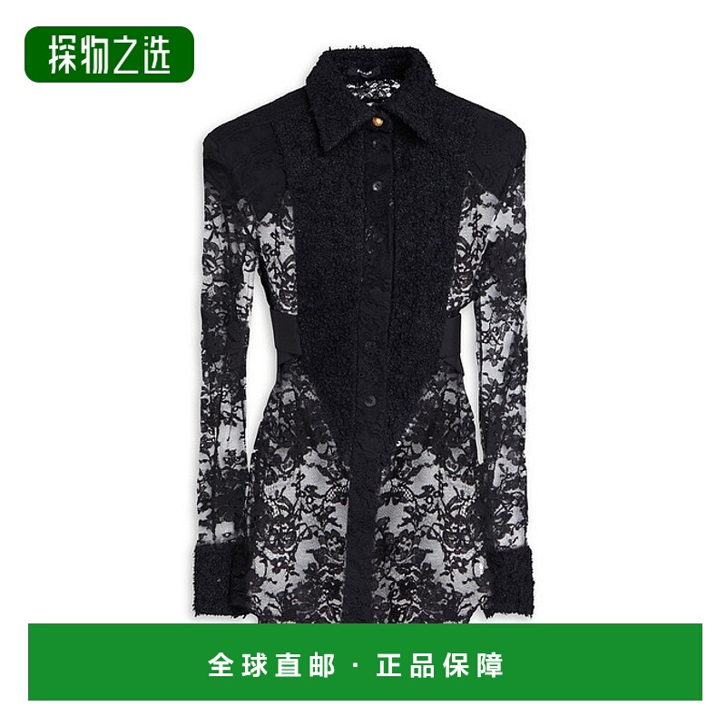 1h可退 香港直邮Balmain 巴尔曼 女士 粗呢蕾丝衫 YF0HQ011CC60