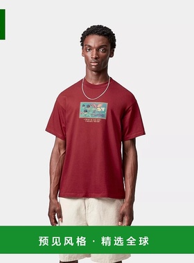 欧洲直邮Carhartt Wip 男士红色棉短袖T恤针织印花