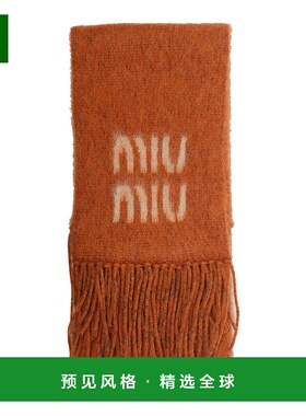 香港直邮Miu Miu 缪缪 女士 橙色马海毛混纺围巾 5FS0622CQD羊毛