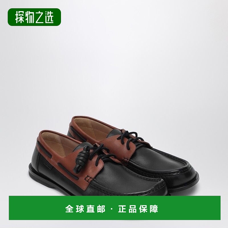 香港直邮LOEWE 罗意威 男士 CAMPO 船鞋(棕/黑) M816S08X01LE