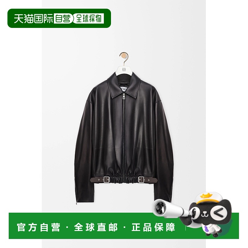 自营1h可退 欧洲直邮Loewe罗意威 男士黑色羔羊皮拉链开合夹克