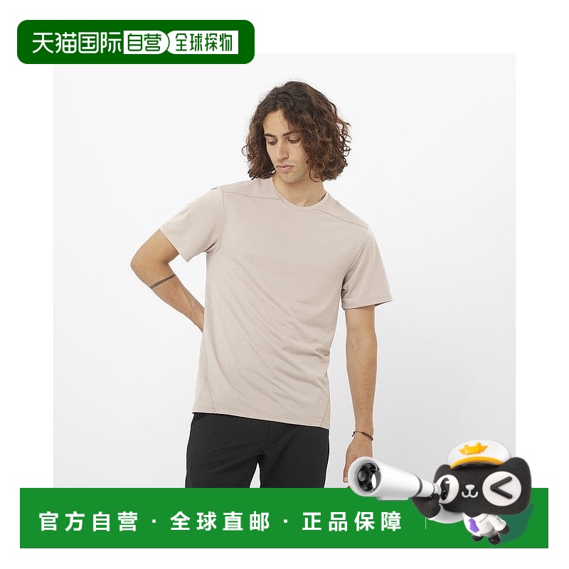 自营欧洲直邮Salomon萨洛蒙 OUTLINE系列男士浅蓝色聚酯纤维短袖T